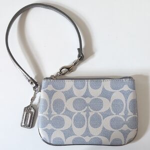 Coach Gray and Cream Signature Wristlet